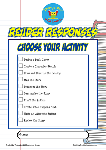 Reader Responses Choose Your Activity Pack (Short Fiction)