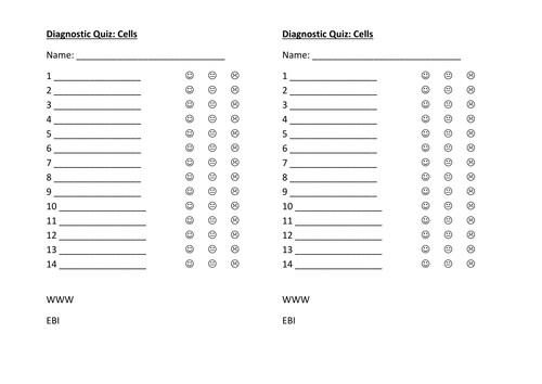 Cells, Diffusion, Osmosis Diagnostic Quiz AfL