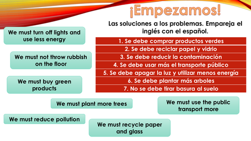 Year 9 El Medio Ambiente 2