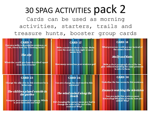 30 SPAG challenge card pack 