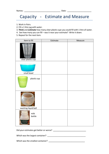 estimating capacity years 12 teaching resources