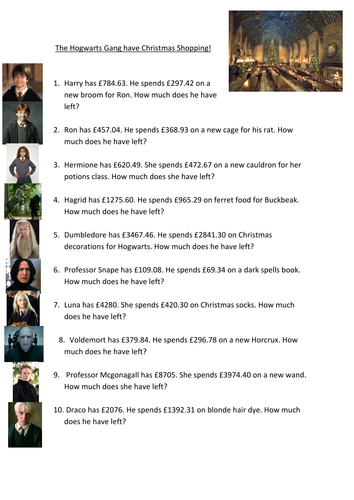 money problems and finding change year 4 harry potter theme teaching resources