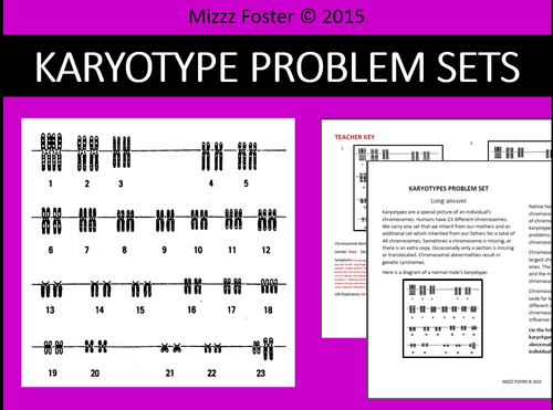Genetic Disorders / Mutations: Karyotype Problem Sets Worksheets