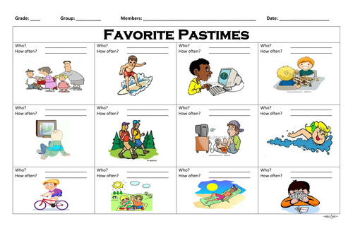 Pastime Bingo Activity