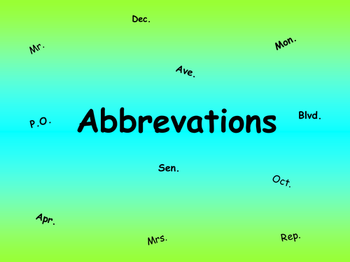 Abbreviations PowerPoint & Worksheet