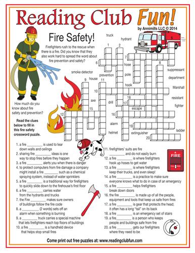 fire safety xword Teaching Club Fun Resources Reading TES