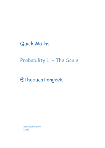 Quick Maths - The Probability Scale