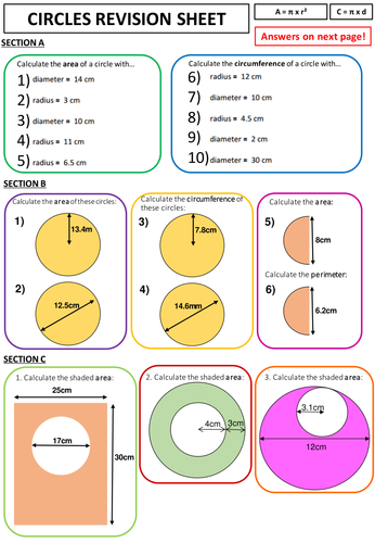 Area and circumference of circles, semicircles and ...