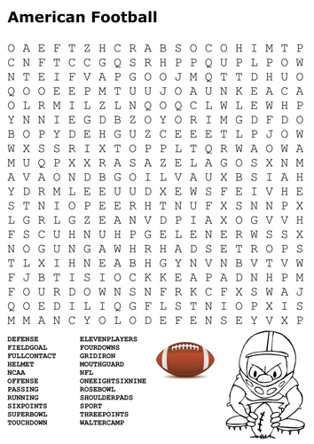 American Football Word Search and Colour 