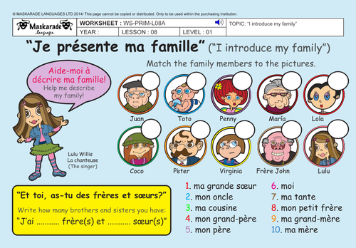 French Y3 4 At School My Family Ma Famille Teaching Resources