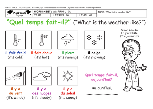 FRENCH- Y3/4-AT SCHOOL- The weather expressions/Les prévisions météorologiques