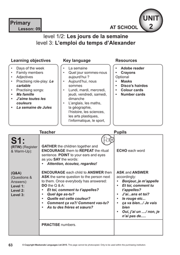 FRENCH-Y5/6-AT SCHOOL: My timetable/ Mon emploi du temps scolaire / School subjects/ Mes matières 