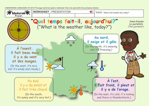 French Y5 6 At School The Weather Forecast Les Previsions Meteorologiques Teaching Resources