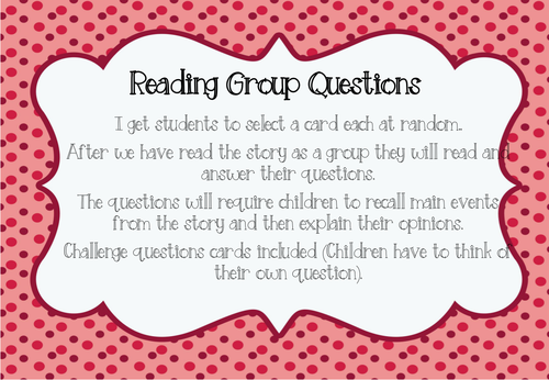 Guided Reading Question Cards for Early Year and KS1