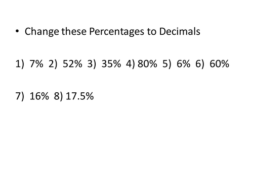 Percentages, Fractions and Decimals