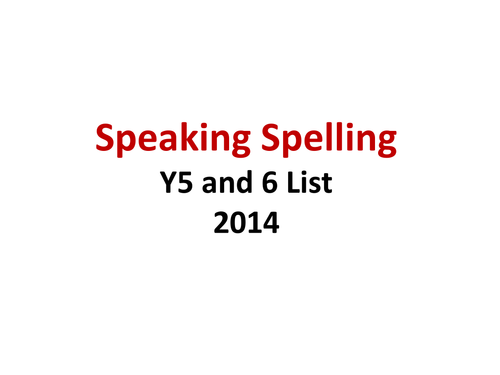 2. Speaking SPaG Spelling Y5 Y6