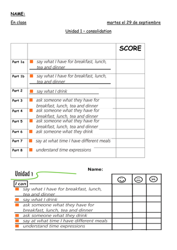 Mira 2 Express - qué desayunas consolidation (self-assessment) 
