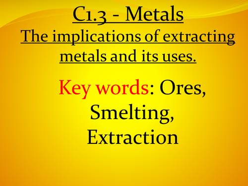 Metals, ores and their uses