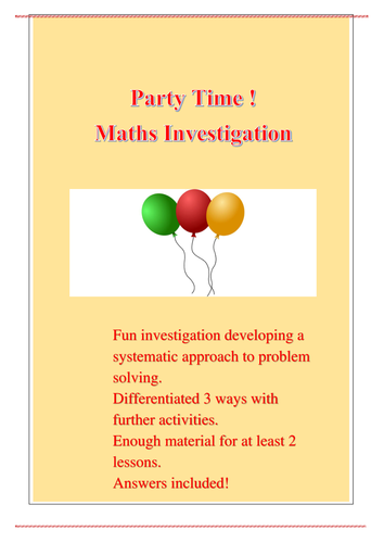 Party Time Maths Investigations