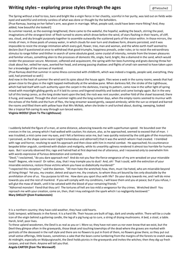 Prose writing styles - explore and analyse