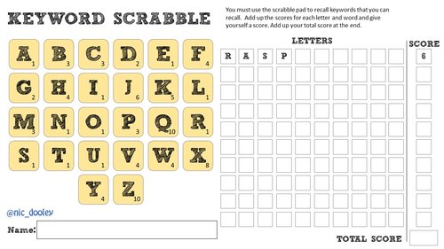 KEYWORD SCRABBLE - ALL SUBJECTS