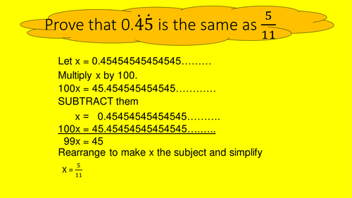 Recurring decimals and substitution