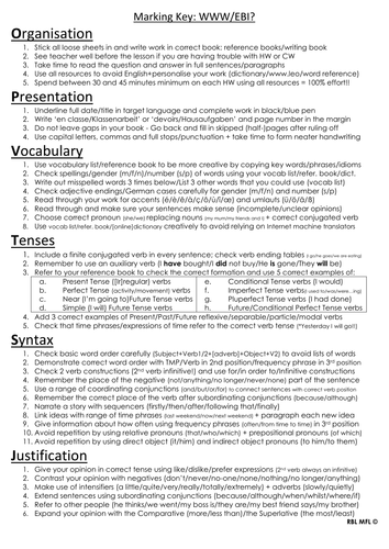 MFL Marking Key