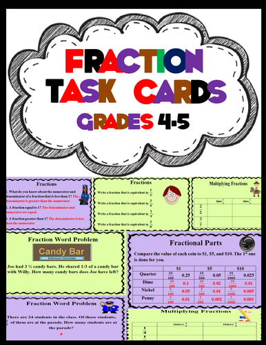 4th Grade Fraction Task Cards