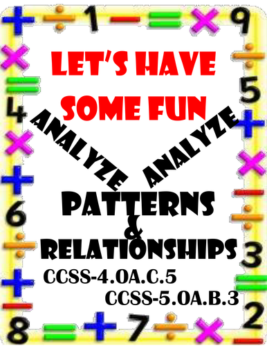 Analyze Patterns And Relationships Worksheets Teaching Resources