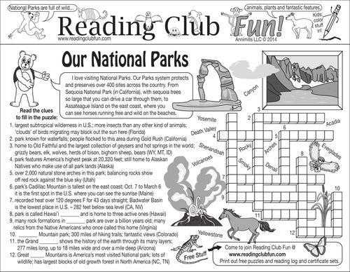 National Parks Two-Page Activity Set