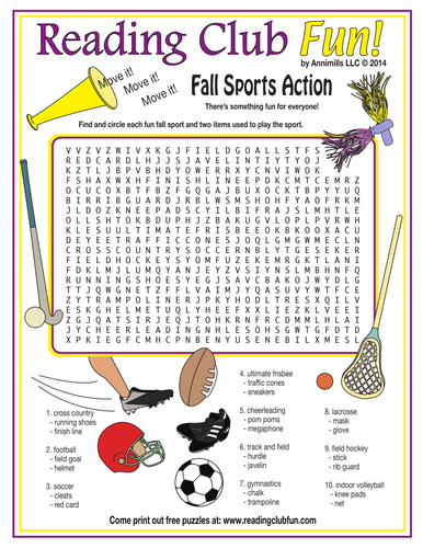 Fall Sports Word Search Puzzle