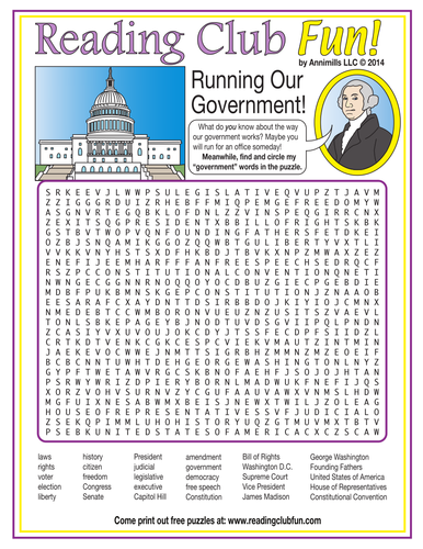 U S Government Word Search Puzzle Teaching Resources
