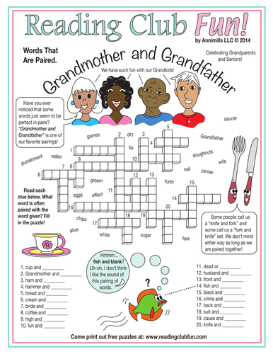 Grandmother and Grandfather (Paired Words) Crossword Puzzle