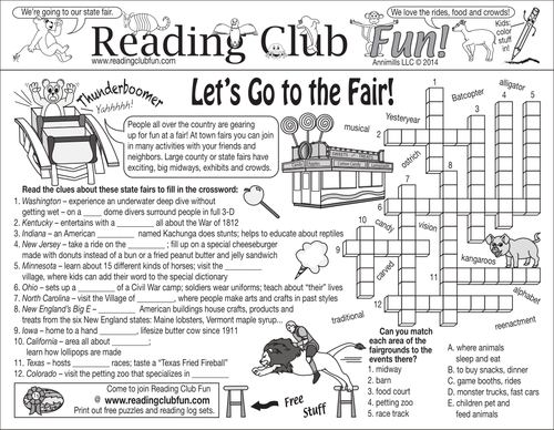 Town and State Fairs Two-Page Activity Set