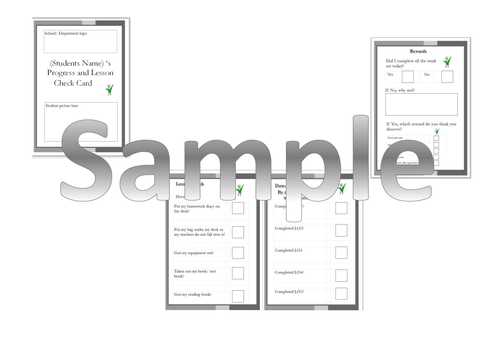 TEACCH Progress and Lesson Check card | Teaching Resources