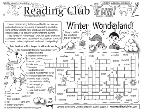 Winter Wonderland (Activities, Penguins, and Festivals) Two-Page Activity Set