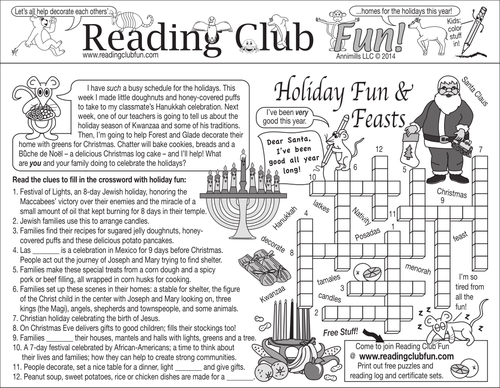 Holiday Food, Films, and Music Two-Page Activity Set