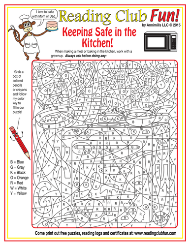 Keeping Safe in the Kitchen (Fire Safety) Color-In Puzzle