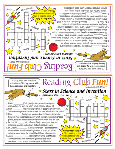 Hispanic Stars in Science and Invention Crossword Puzzle (Puzzle Pals