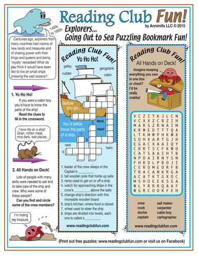 World Explorers Going Out to Sea Puzzling Bookmarks