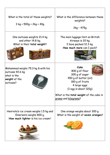 Weight Matching Cards