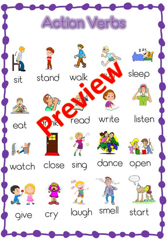English Verbs (Past, Present and Future Tense Verb List with pictures).