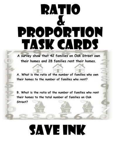 Math Task Cards-Ratio and Proportion-Save Ink