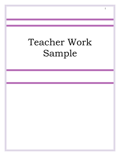 Teacher Work Sample