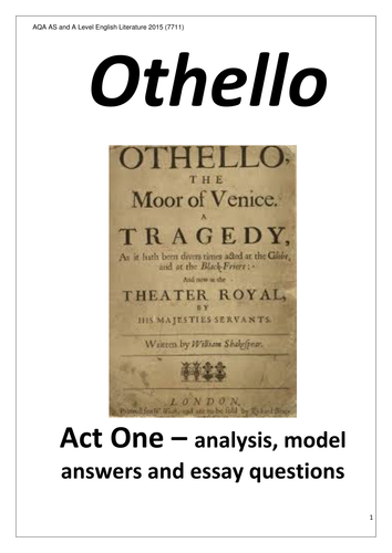 Othello for AQA A level Literature AS or A level preparation
