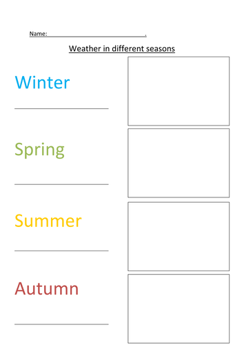 Drawing the weather in each season.