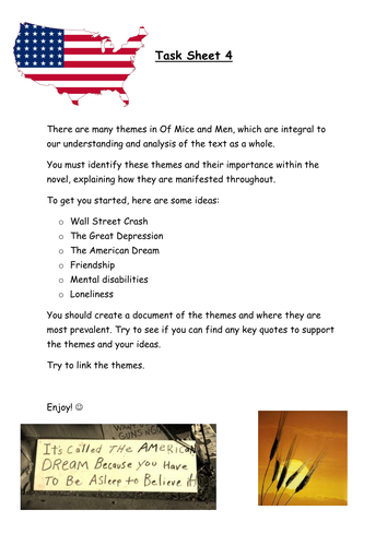 Of Mice and Men Research Task Sheets