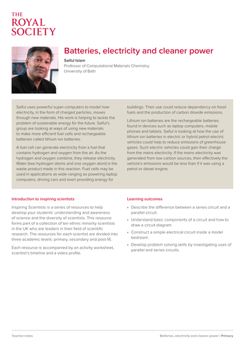 Batteries, electricity and cleaner power 