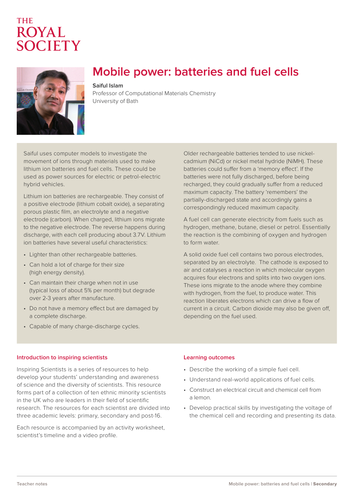 Mobile power: batteries and fuel cells