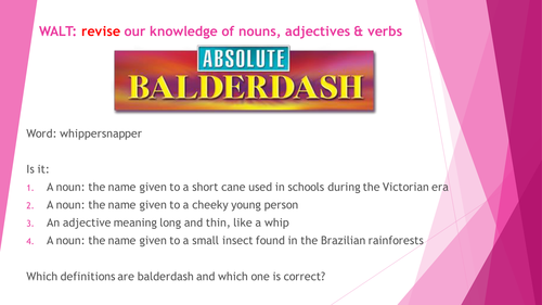 spag grammar balderdash game KS2